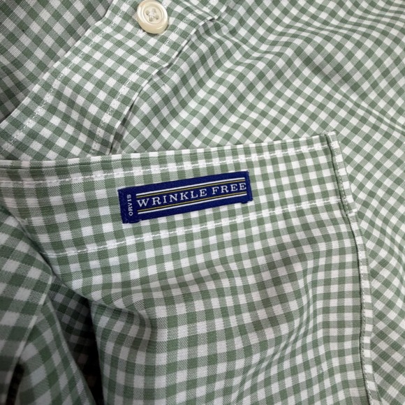 ORVIS Mens Classic Fit Wrinkle Free Gingham Button Down Shirt XL Green White - Picture 6 of 8